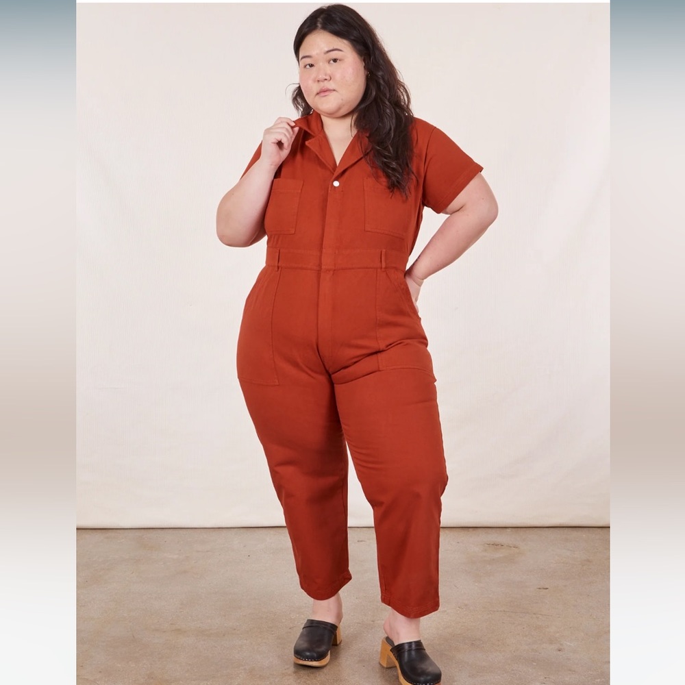Big Bud Press Petite Short Sleeve Jumpsuit 1XL Petite - Paprika